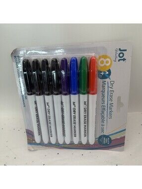 Jot Dry Erase Markers Assorted Colors Chisel Tip 8 pk Brand New Dry Erase Marker